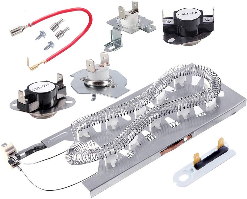 Monkemon 3387747 Dryer Heating Element & 279816 Thermostat Kit & 279973 3392519 Thermal cut-off Fuse Replacement Compatible with Kenmore, Samsung, Whirlpool, KitchenAid electric dryers and more. - Image 1